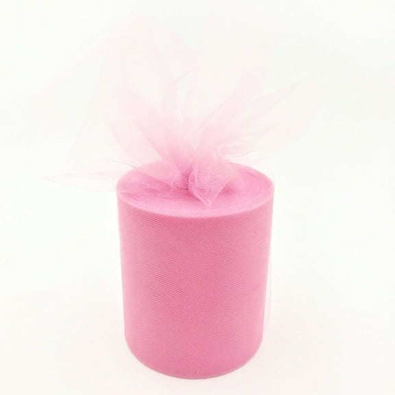 Craft and Party, 6" by 200 yards (600 ft) fabric tulle spool for wedding and decoration. Value pack. (Light Pink)