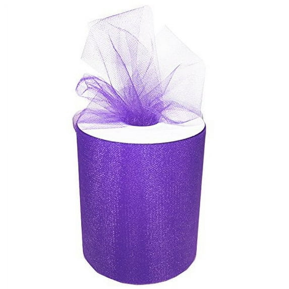 Craft and Party, 6" by 200 yards (600 ft) fabric tulle spool for wedding and decoration. Value pack. (Purple)