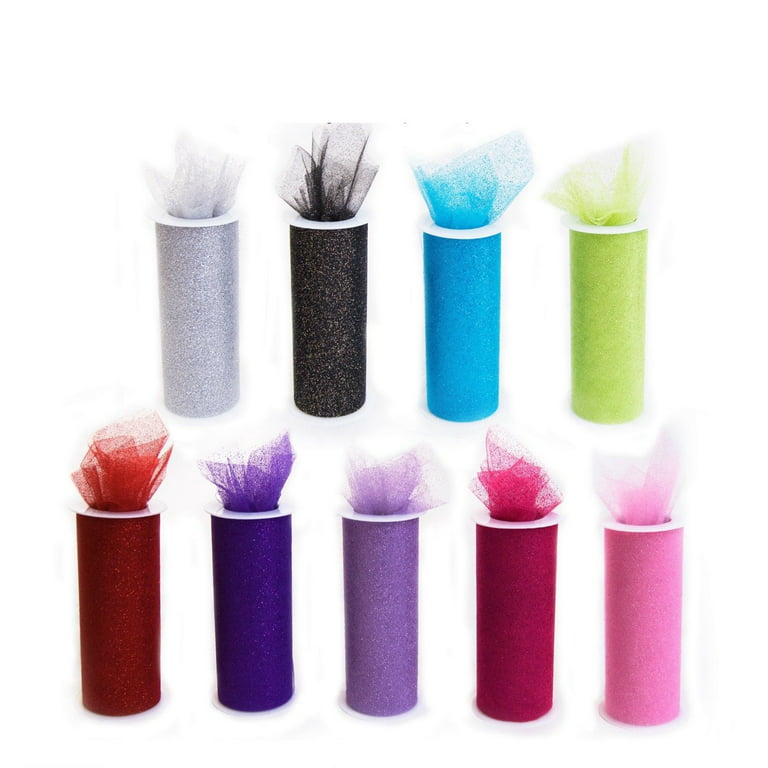 Craft and Party - Assorted Glitter Tulle Rolls 6 x 10 Yards Pack of 9