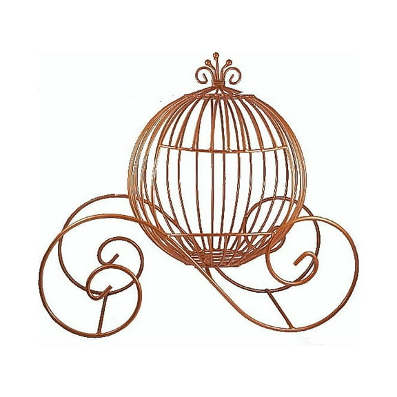 Craft and Party- Large Metal Wire Pumpkin Coach Carriage, Rose Gold, 16 "x 9" x 14"