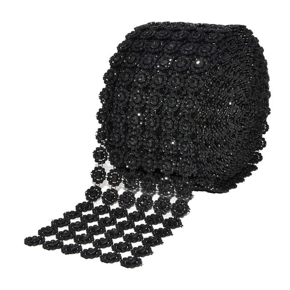 Craft and party Diamond Flower Shape Mesh Wrap Roll Faux Rhinestone Crystal Ribbon 4" x 10 yards (30 ft)