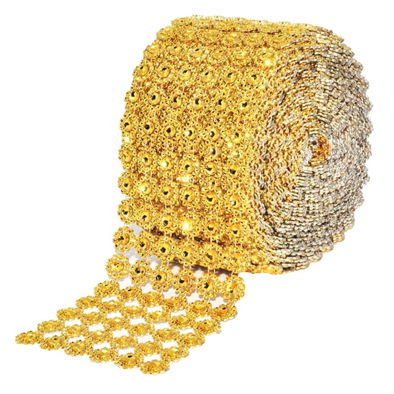 Craft and party Diamond Flower Shape Mesh Wrap Roll Faux Rhinestone Crystal Ribbon 4" x 10 yards (30 ft)