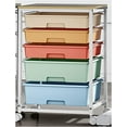 thumbnail image 1 of Craft cart,Rolling Cart with Drawers,Storage Cart with 5 Drawers and Wooden Tabletop for Under Desk Organizers and Storage,Macaron, 1 of 9