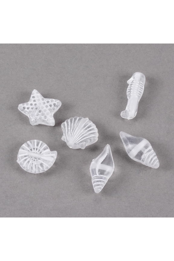 Craft style Transparent Acrylic Charms Mixed Shapes Clear 11~16.5x6~13x4~5.5mm Hole: 1mm Acrylic