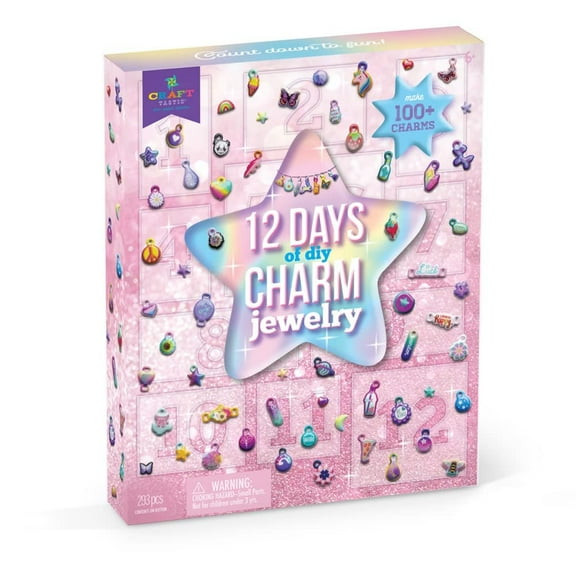 Craft-tastic 12 Days of DIY Charm Jewelry Count Down to Fun with 12 Days of Puffy Charm DIY Surprises Bracelets, Rings, Hair Charms, Earrings, and More Creative Arts & Crafts Gift - Ages 6+
