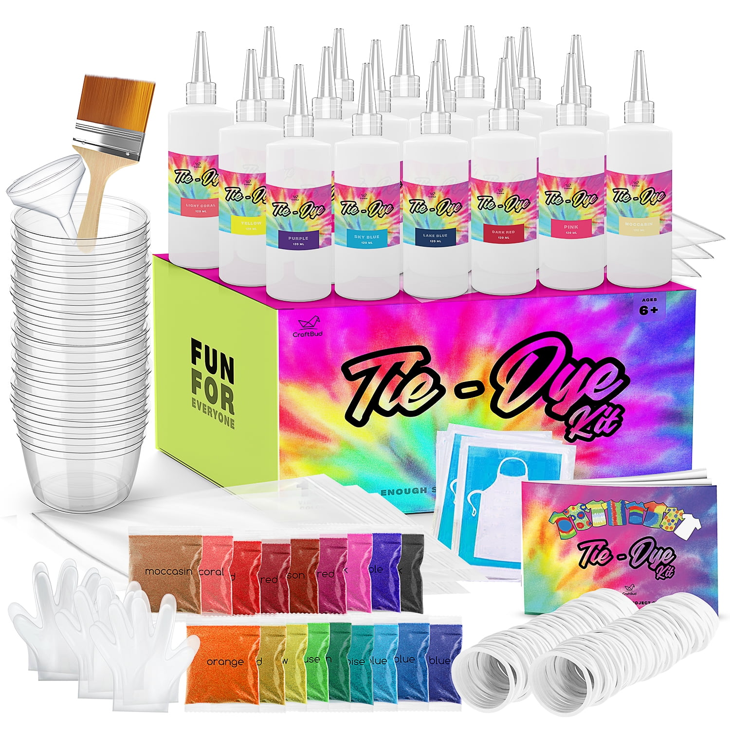 CraftBud DIY Tie Dye Kit for Kids, Adults Large Groups 18 Colors