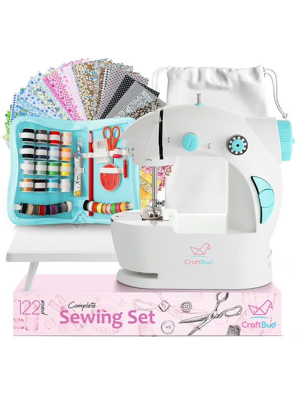 CraftBud Mini Portable Sewing Machine Kit for Beginner Kids(122 Piece)