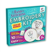 CraftLab Kids Embroidery Kit for Beginners, Kids Craft Starter Kit Gift for Ages 7 to 13, Includes 10 Projects, Embroidery Hoops, Fabric, Patterns,