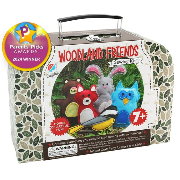 CraftLab Woodland Animals Kids Beginner Sewing Kit, Educational Arts & Craft Gift for Boys and Girls Ages 7 to 12