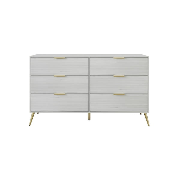 CraftPorch  Contemporary 6-Drawers Wooden Dresser Light Grey