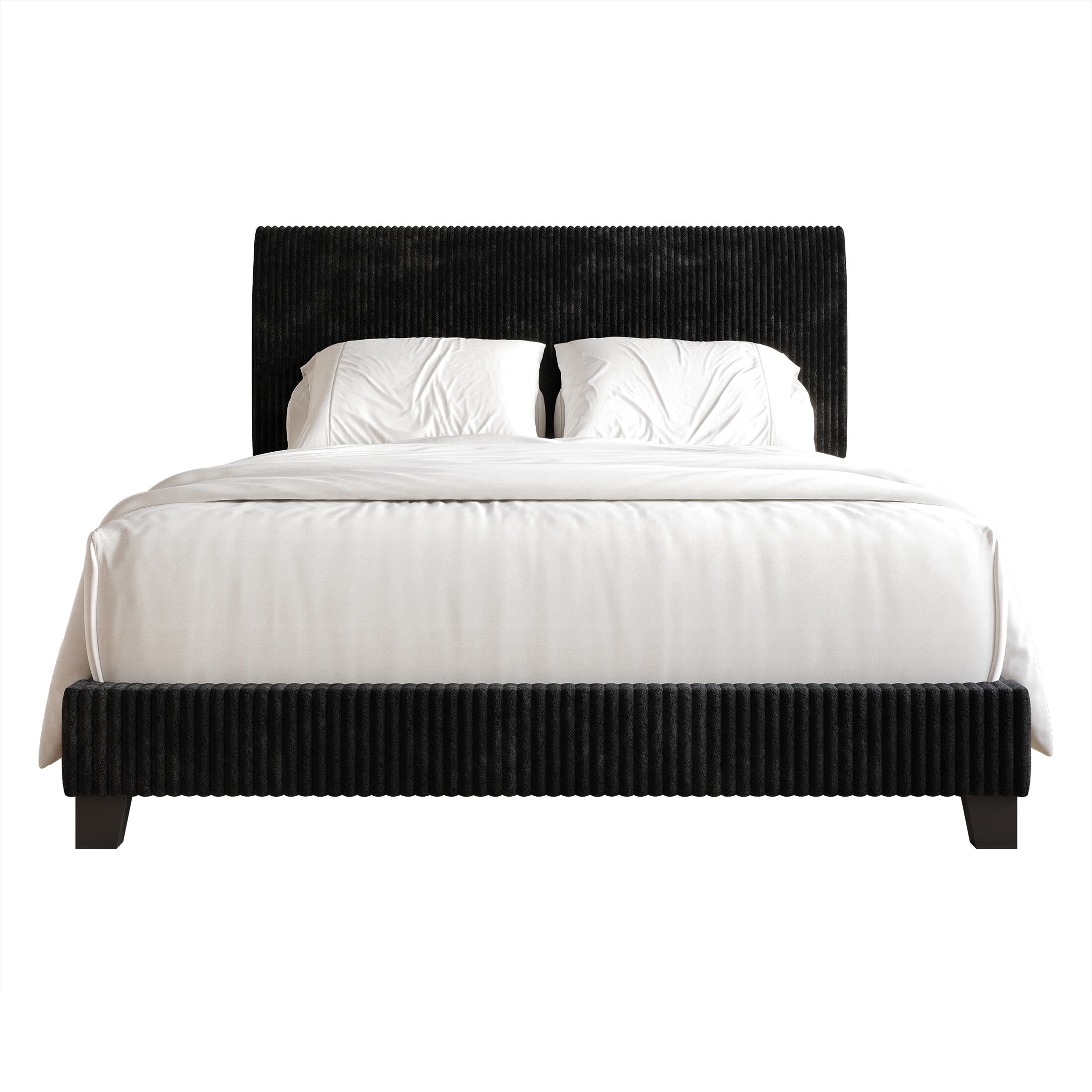 CraftPorch Elegant and Chic Velvet Upholstered Bed Black - Queen ...