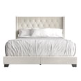 thumbnail image 1 of CraftPorch  Glam Button Tufted Wingback Upholstered Bed Warm grey - Queen, 1 of 5
