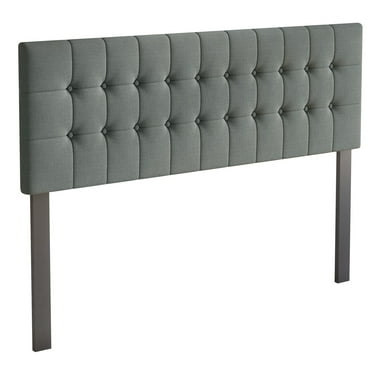 CraftPorch  Linen Button Tufted Upholstered Adjustable Headboard Light Grey King