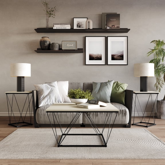 Castle Place Minimalist 3- Pieces Coffee Table Set, Light Grey