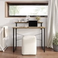 thumbnail image 1 of Castle Place Minimalist 39" Metal Computer Desk With Shelf, Light Oak, 1 of 11