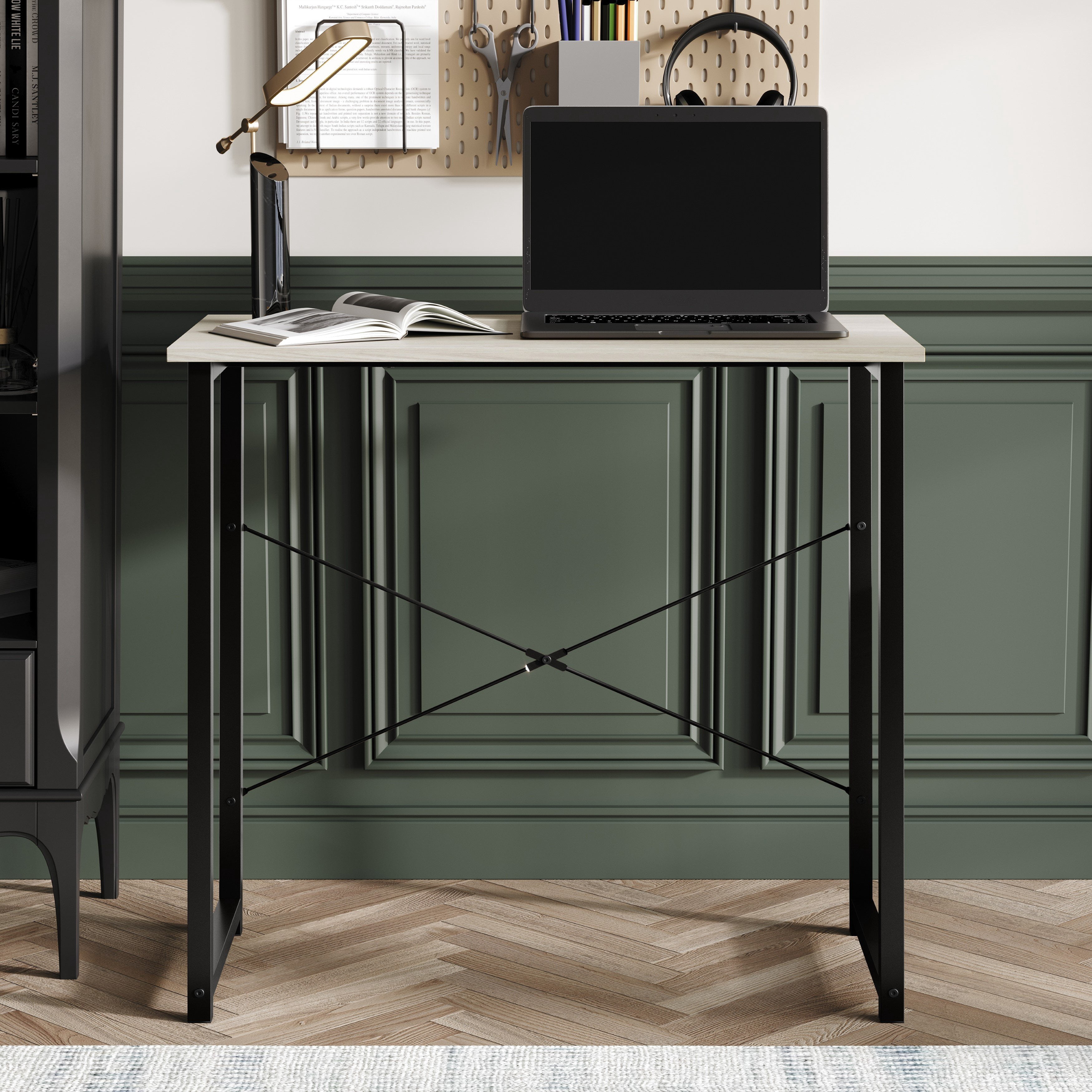 Castle Place Modern 31" Metal Computer Desk, Light Grey