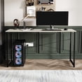thumbnail image 1 of Castle Place Modern 55" Metal Computer Desk, Light Grey, 1 of 9