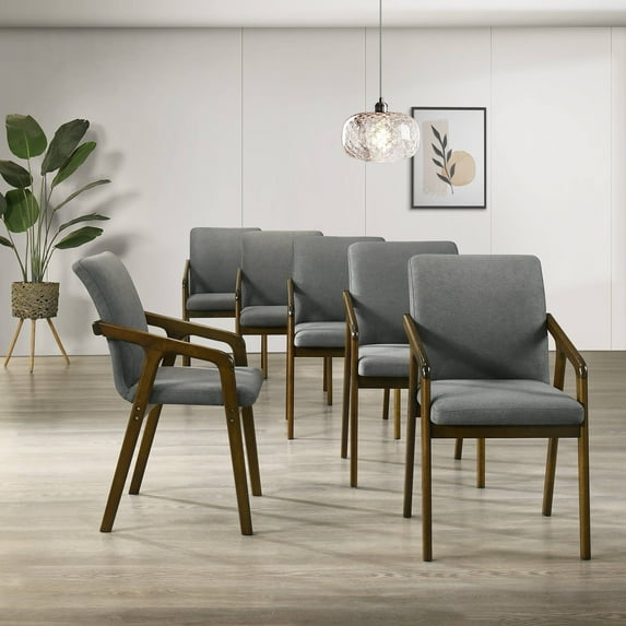CraftPorch Simple Rustic Upholstered Dining Chair (Set of 6) Dark Grey