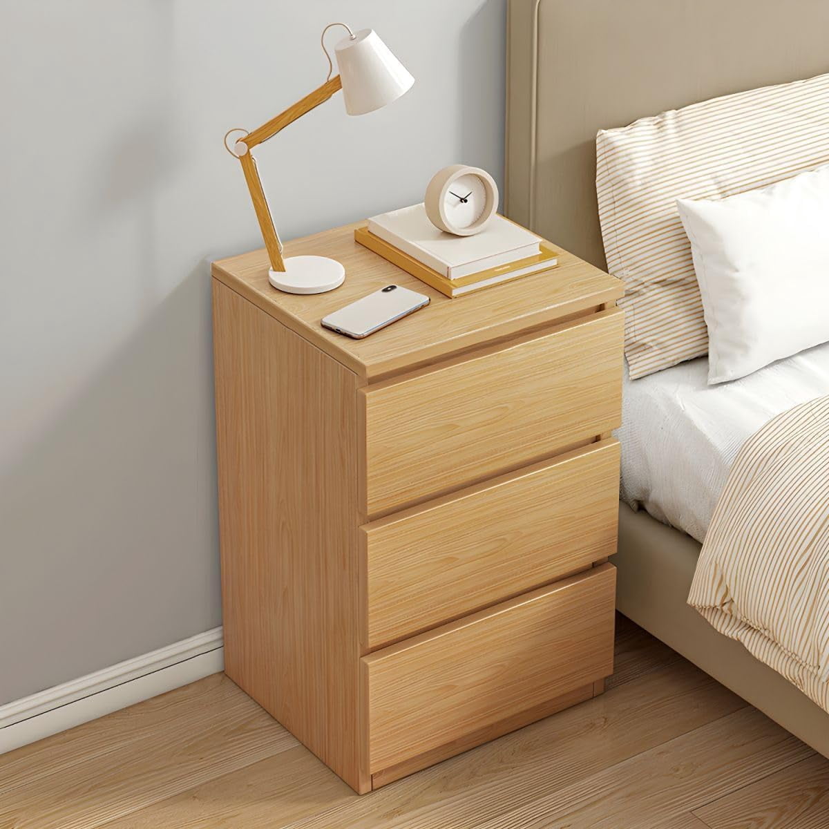 CraftThink Wood Nightstand, Modern Small End Table Mid Century Night Stand Bed Side Table with ...