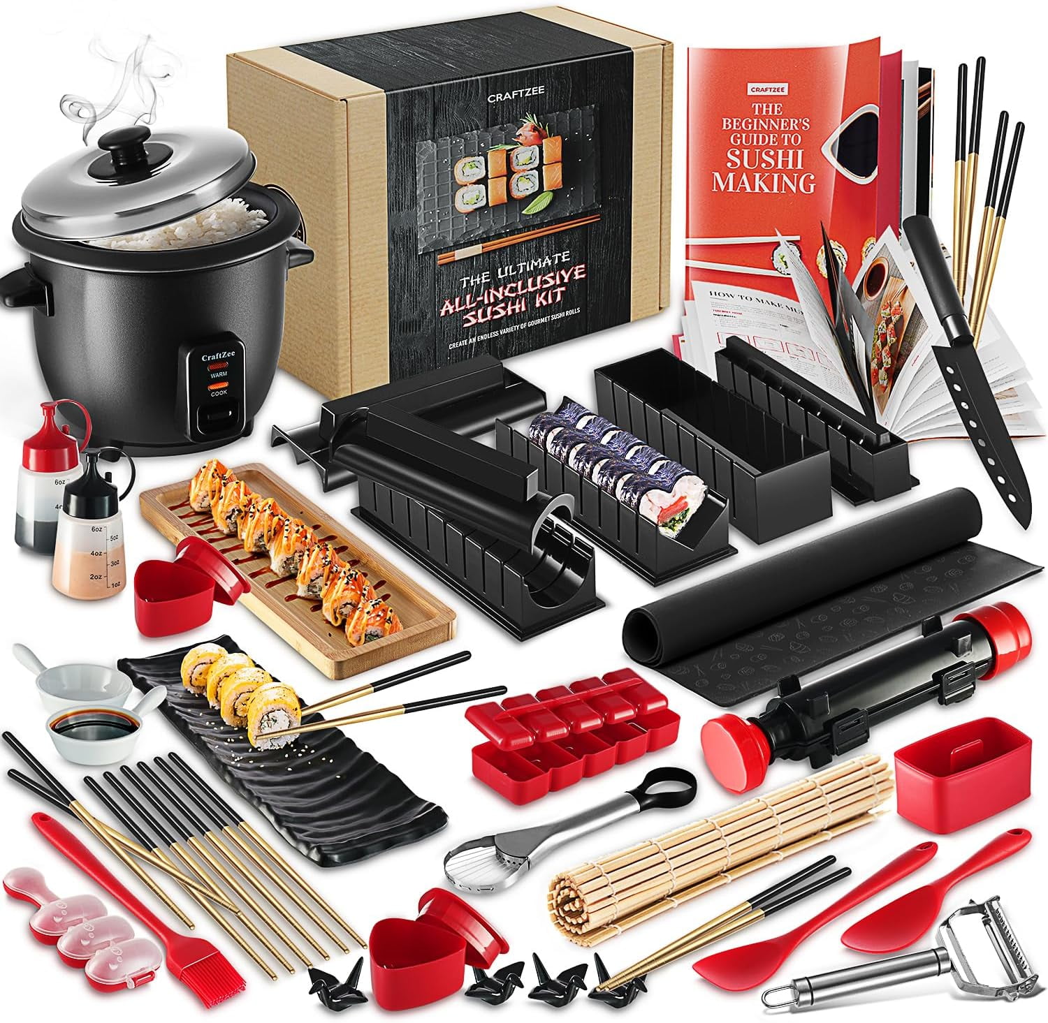 Ultimate All-Inclusive Sushi Making Kit with Rice Cooker and Molds