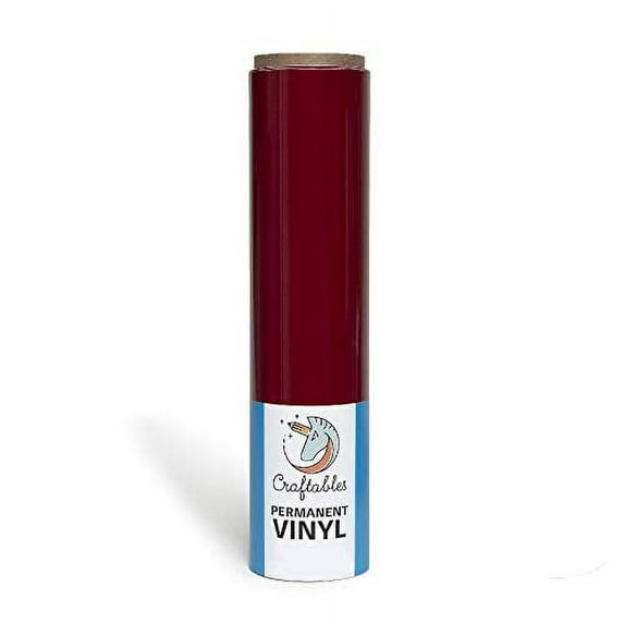 Craftables Burgundy Vinyl Roll - Permanent, Adhesive, Glossy & Waterproof | 12" x 6' | for Crafts, Cricut, Silhouette, Expressions, Cameo, Decal, Signs, Stickers
