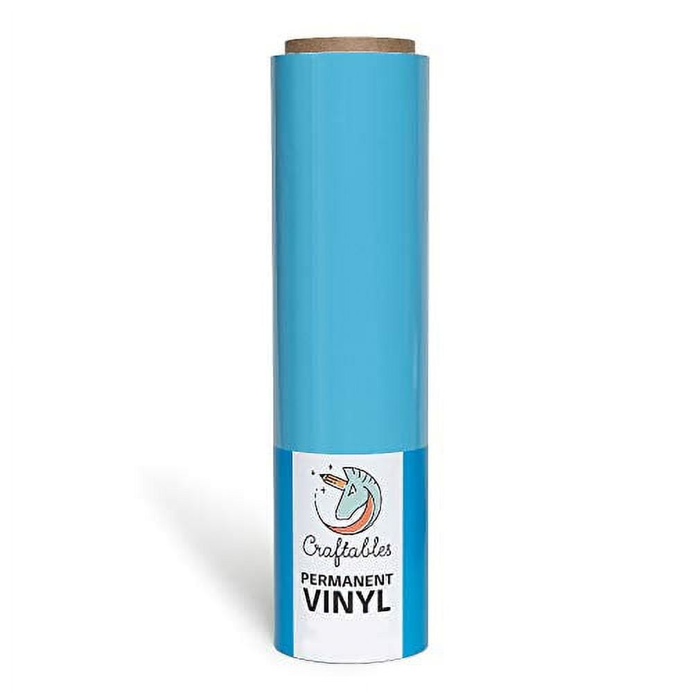 Craftables Light Blue Vinyl Roll - Permanent, Adhesive, Glossy & Waterproof  | 12 x 10' | for Crafts, Cricut, Silhouette, Expressions, Cameo, Decal
