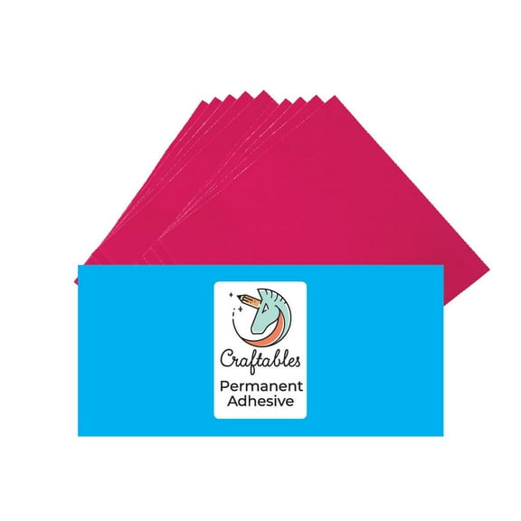 Craftables Pink Vinyl Sheets - Permanent, Adhesive, Glossy & Waterproof