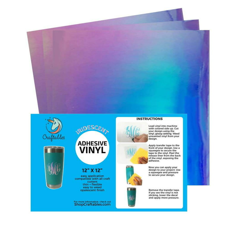 12 Opal Vinyl Adhesive Sheets Holographic Paper Handcraft
