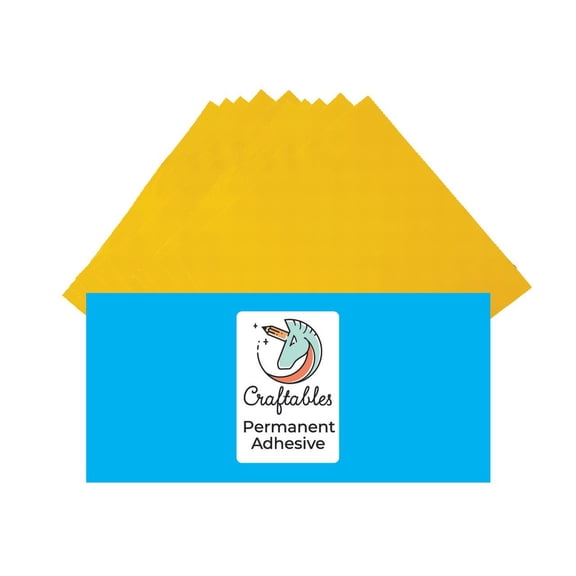 Craftables Yellow Vinyl Sheets - Permanent, Adhesive, Glossy & Waterproof