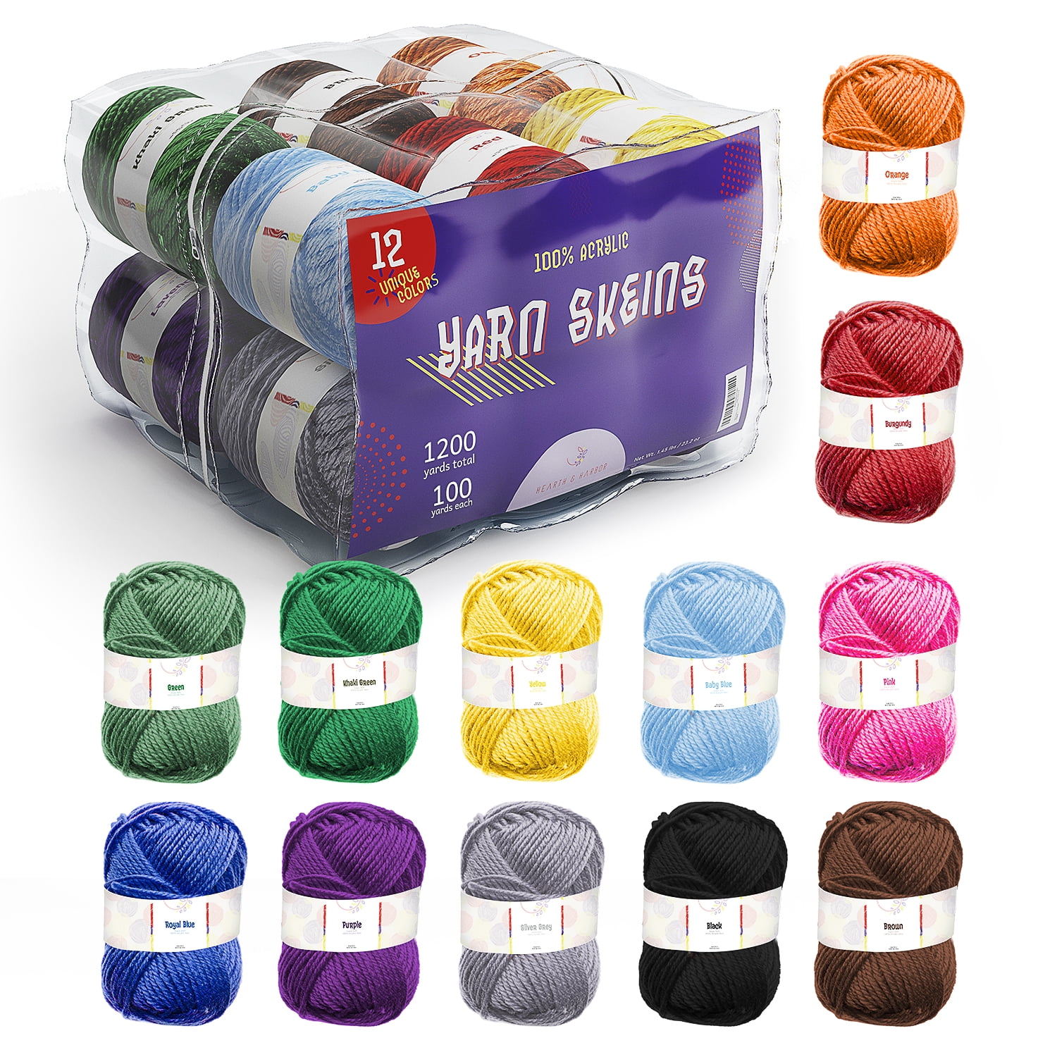 12 Colors Acrylic Yarn Mini of Soft Yarn for Crocheting and Knitting Craft  Project, Assorted Starter Crochet Kit Yarn Bulk for Adults and Kids