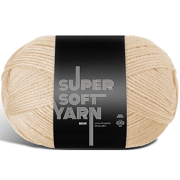 Craftbud Acrylic Yarn For Crocheting And Knitting, (370 Yards) Worsted Medium #4 Crochet Yarn For Beginners, Beige