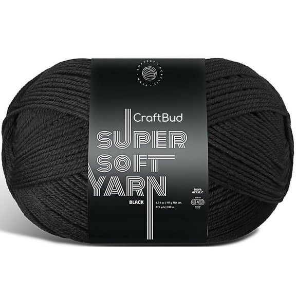 Craftbud Acrylic Yarn For Crocheting And Knitting, (370 Yards) Worsted Medium #4 Crochet Yarn For Beginners, Black
