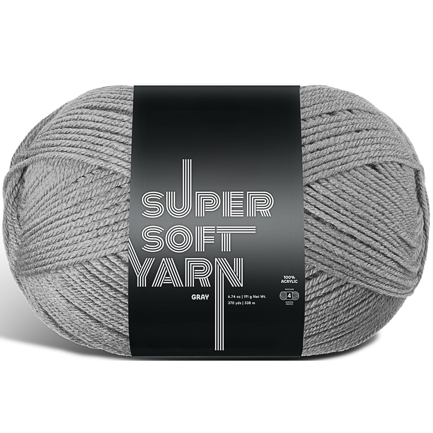 Craftbud Acrylic Yarn For Crocheting And Knitting, (370 Yards) Worsted Medium #4 Crochet Yarn For Beginners, Grey