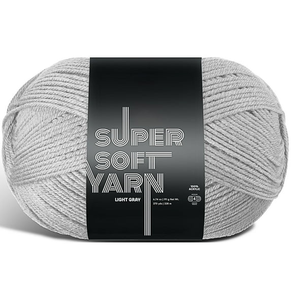 Craftbud Acrylic Yarn For Crocheting And Knitting, (370 Yards) Worsted Medium #4 Crochet Yarn For Beginners, Light Grey