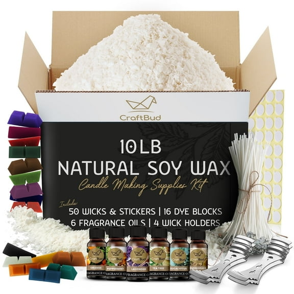 CraftBud Soy Wax Candle Making Kit for Adults and Kids with 10LB Candle Wax for Candle Making Supplies