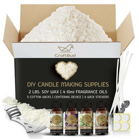 CraftBud Soy Wax Candle Making Kit for Adults and Kids with 2LB Candle Wax for Candle Making Supplies