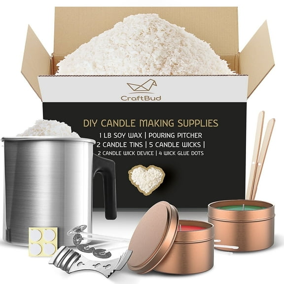 CraftBud 2 Soy Wax Candle Making Kit for Adults and Kids with 1LB Candle Wax for Candle Making Supplies