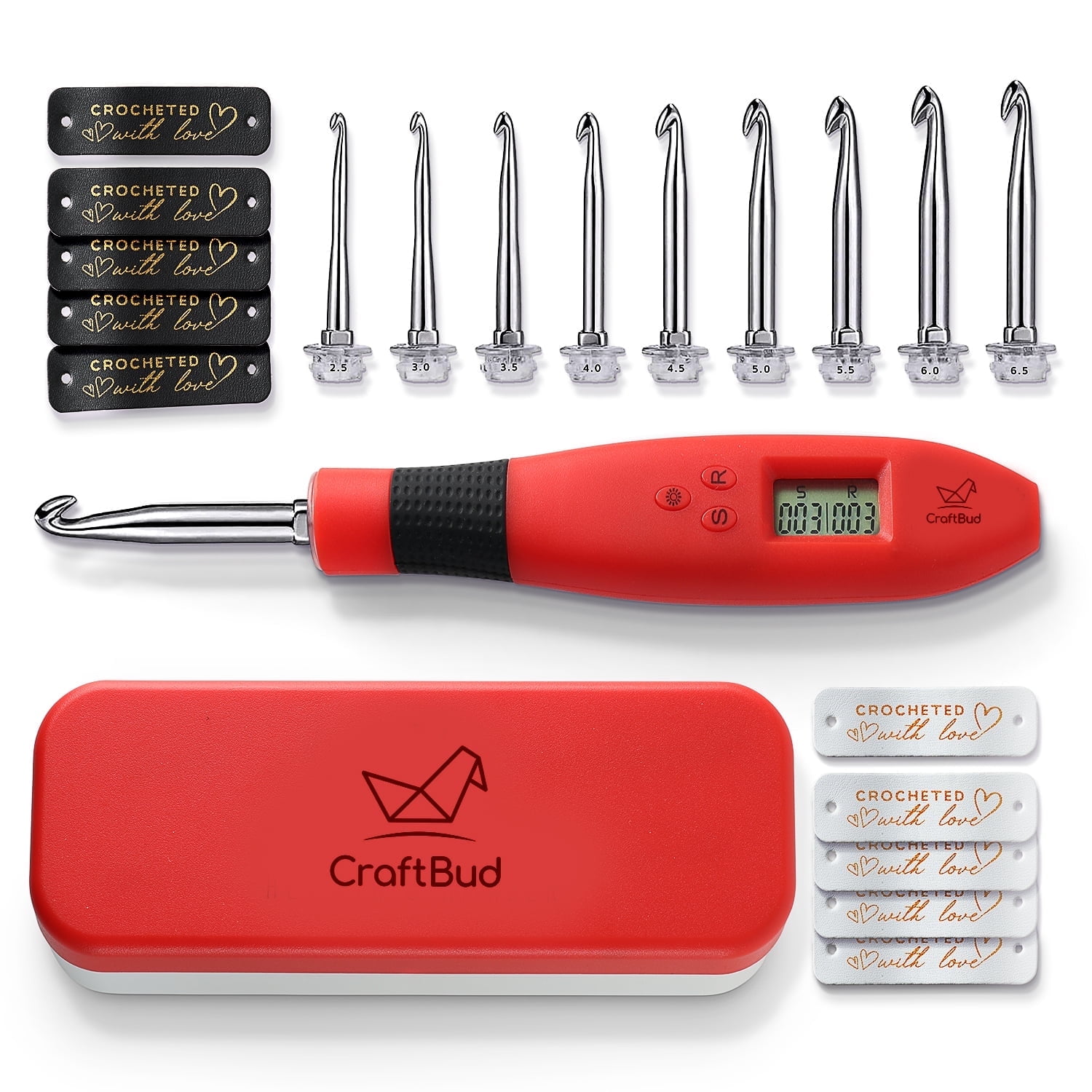 Craftbud Digital Crochet Counter Hook Electronic, Crochet Hook Set with Needles and Accessories, 23 pc