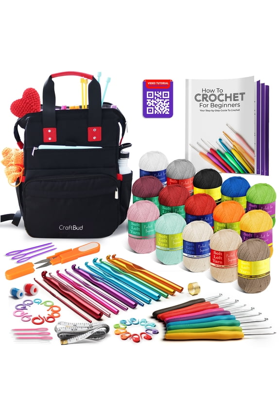 Crochet Kit For Beginners, Crochet Starter Kit With Acrylic Crochet Yarn And Crochet Backpack
