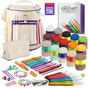 Craftbud Crochet Kit For Beginners, Yarn For Crochet Set With Crochet Bag, Beige