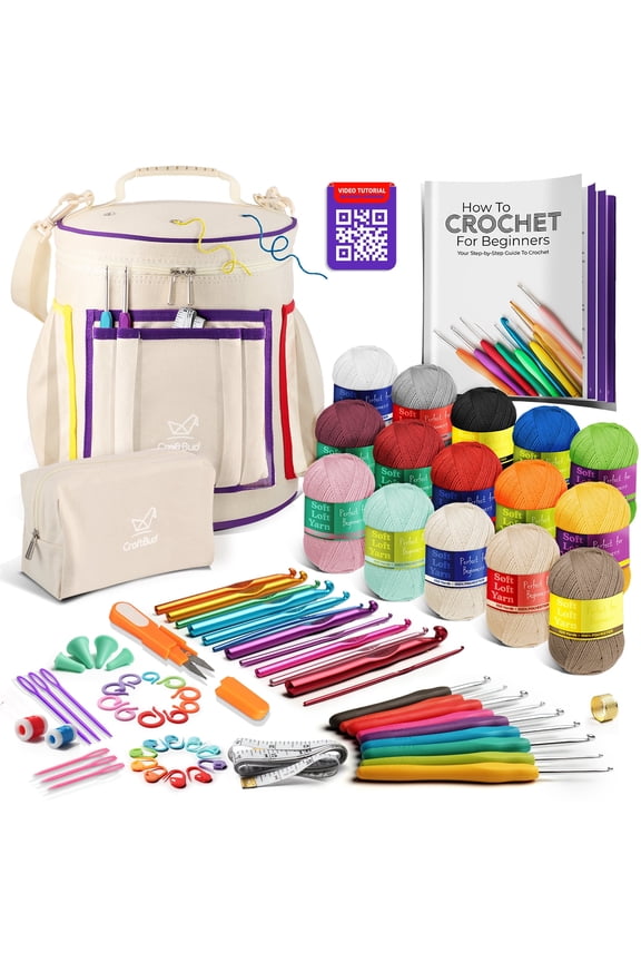 Crochet Kit For Beginners, Yarn For Crochet Set With Acrylic Yarn For Crochet With Crochet Bag