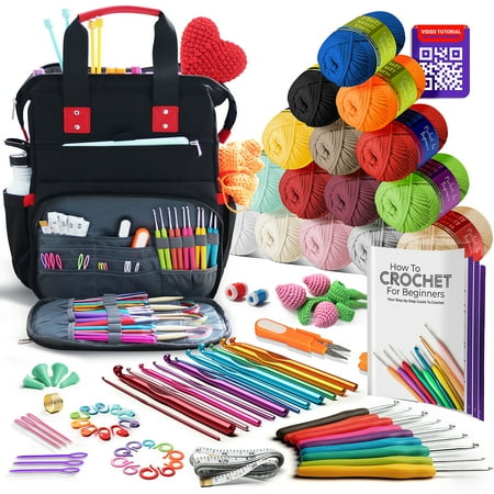 Craftbud Crochet Kit For Beginners, Crochet Starter Kit With Cotton Crochet Yarn And Crochet Backpack