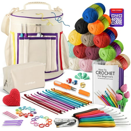 Craftbud Crochet Kit For Beginners, Crochet Set With Cotton Yarn For Crochet With Crochet Bag