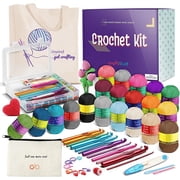 Craftbud Crochet Kits for Beginners, Craft Supplies Include 1100 Yards for Crochet Yarn Balls and 12 Pcs Crochet Hooks Set , Tote Bag for Travel
