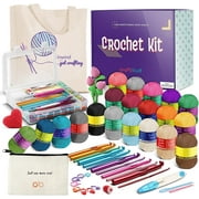 Craftbud Crochet Kit for Begginers, 80PCS Crochet Kits 1100 Yards Crochet Yarn Balls and 20 PCS Crochet Hooks Set , Tote Bag for Travel