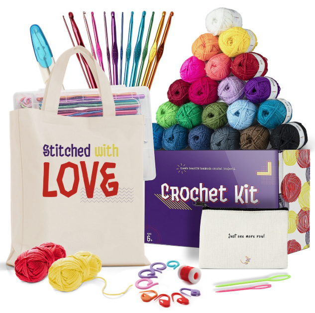 Craftbud DIY Crochet Kit for Beginner (45 Pieces), Adults and Kids Beginner Crochet Kit