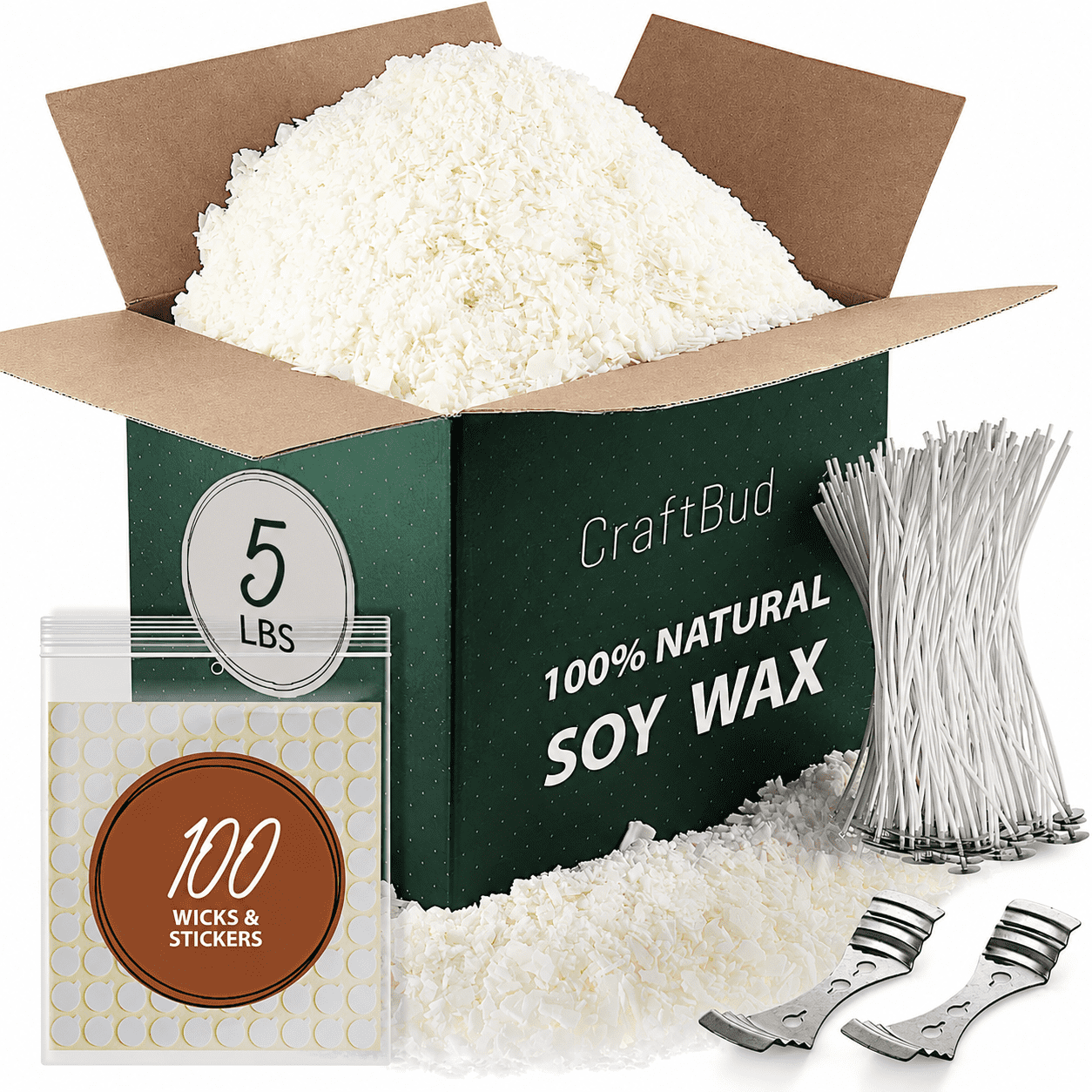 CraftBud Soy Wax Candle Making Kit for Adults and Kids, 5LB Soy Wax for Candle Making Supplies