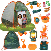 Craftbud Kids Camping Toy Play Set with Tent, Indoor and Outdoor Kids Camping Kit Pretend Play Toy Set with Campfire