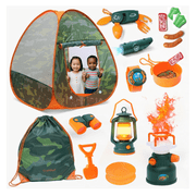 Craftbud Kids Camping Toy Play Set with Tent, Indoor and Outdoor Kids Camping Kit Pretend Play Toy Set with Campfire