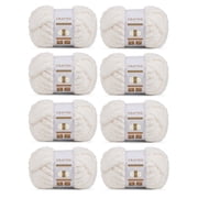 Crafted By Catherine Chunky Chenille Yarn - 8 Pack (8oz / 227g, 31.7 Yards Each Skein), Ivory, Gauge 7 Jumbo